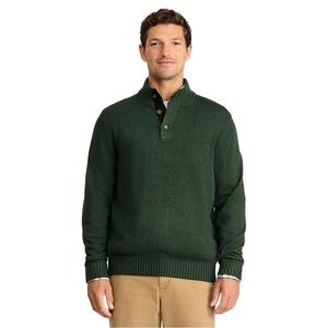 Green Crewneck Sweater with Textured Knit and Ribbed Cuffs